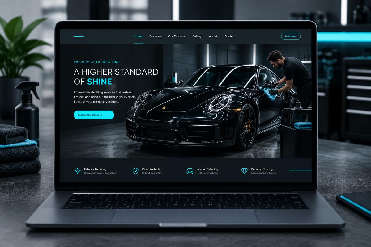 Auto detailing company concept website preview