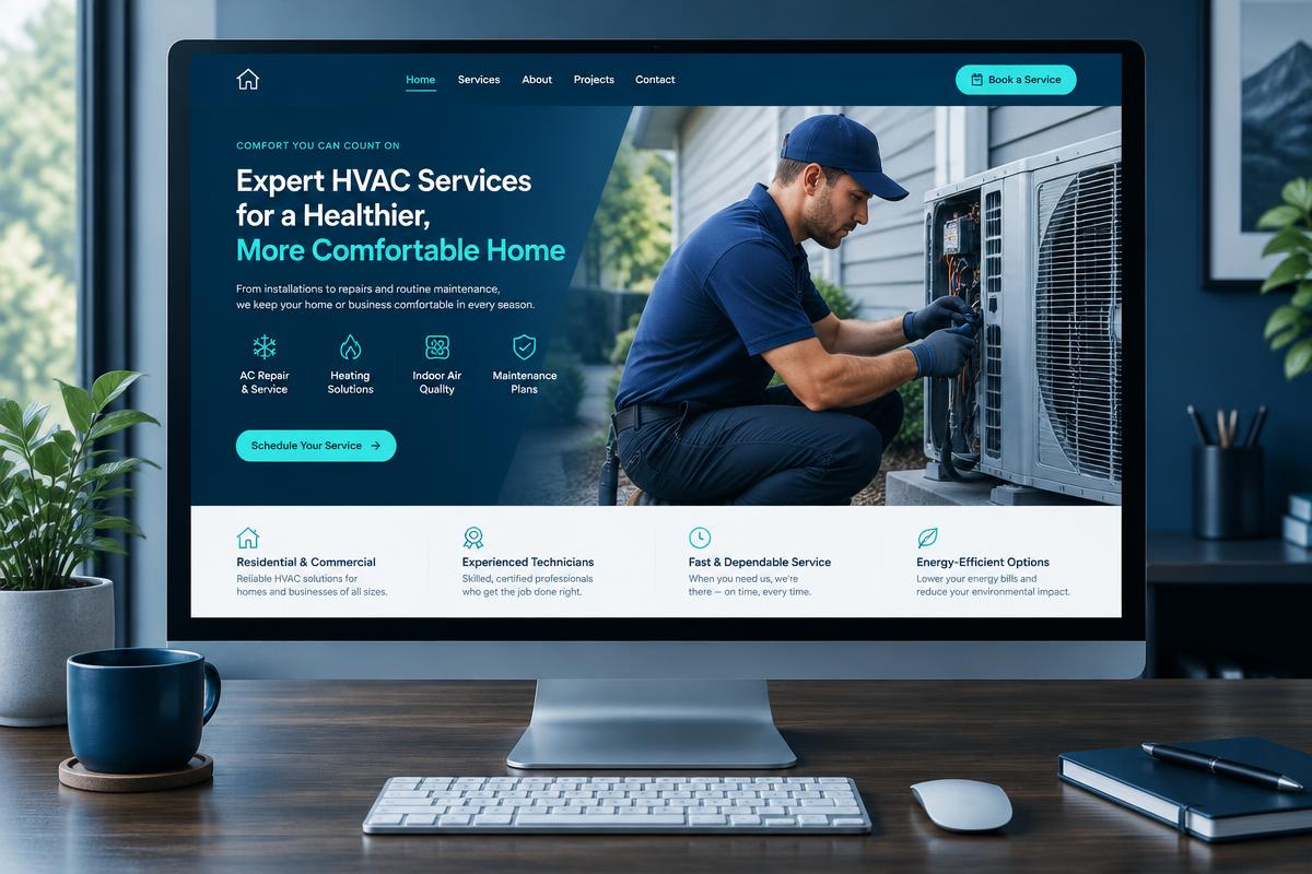 HVAC company concept website preview