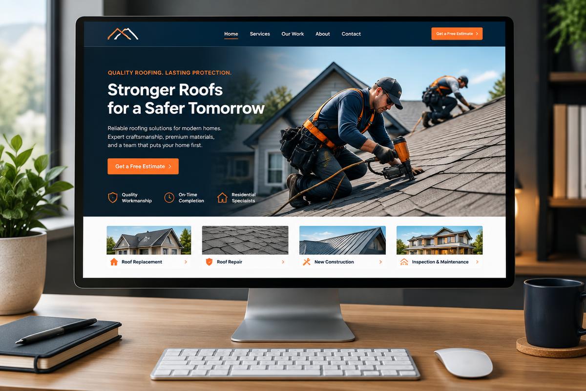Roofing company concept website preview